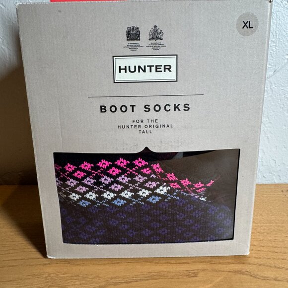 Hunter  Fleece Neptune Ion Pink Tall Boot Socks Size 10-12M/ 11-13F NEW WITH BOX - Picture 2 of 9